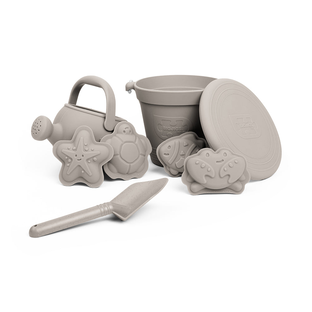 Bigjigs Silicone Beach Toy Bundle - Stone Grey