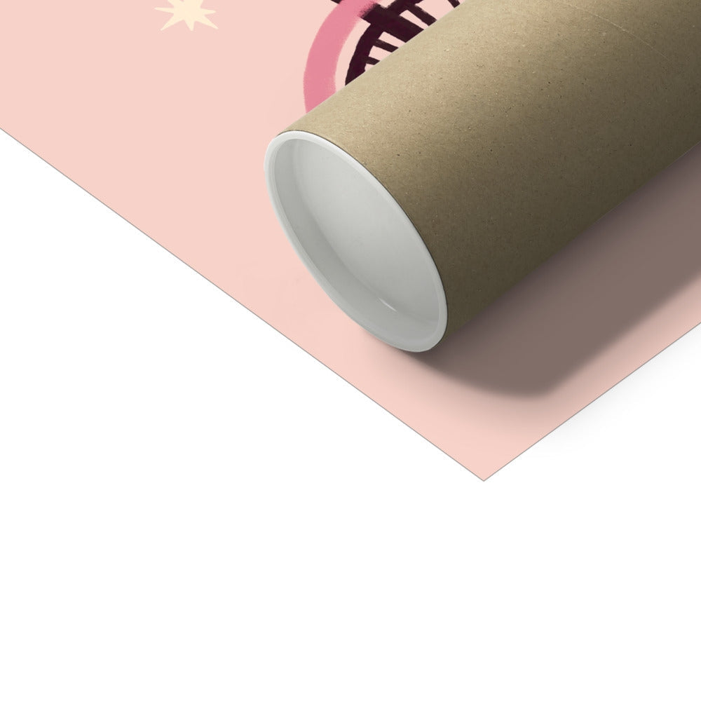 Kid of the Village Cycling Lion in Pink Art Print