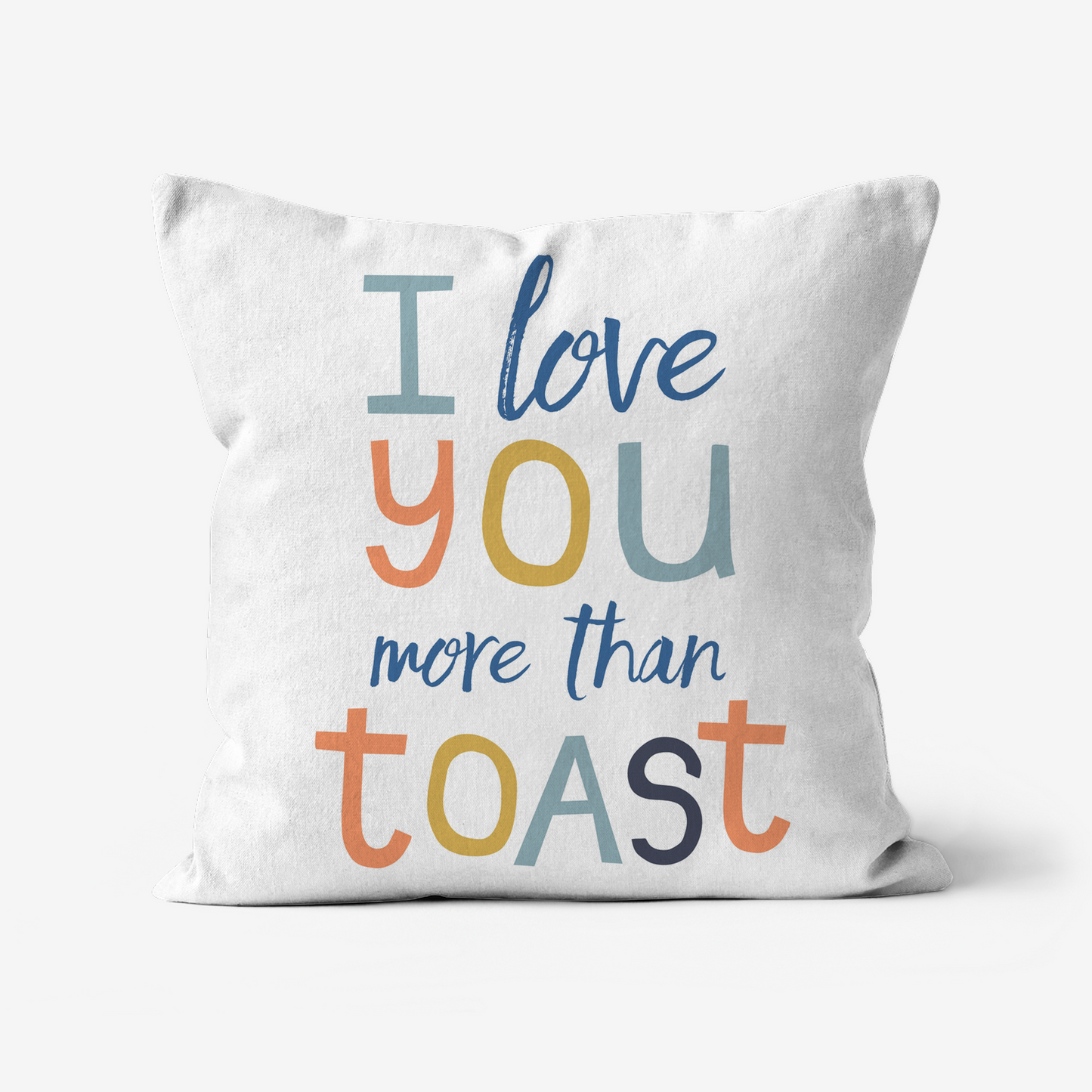 Linen Cushion - Blue Melange/White - Love You More Than Toast