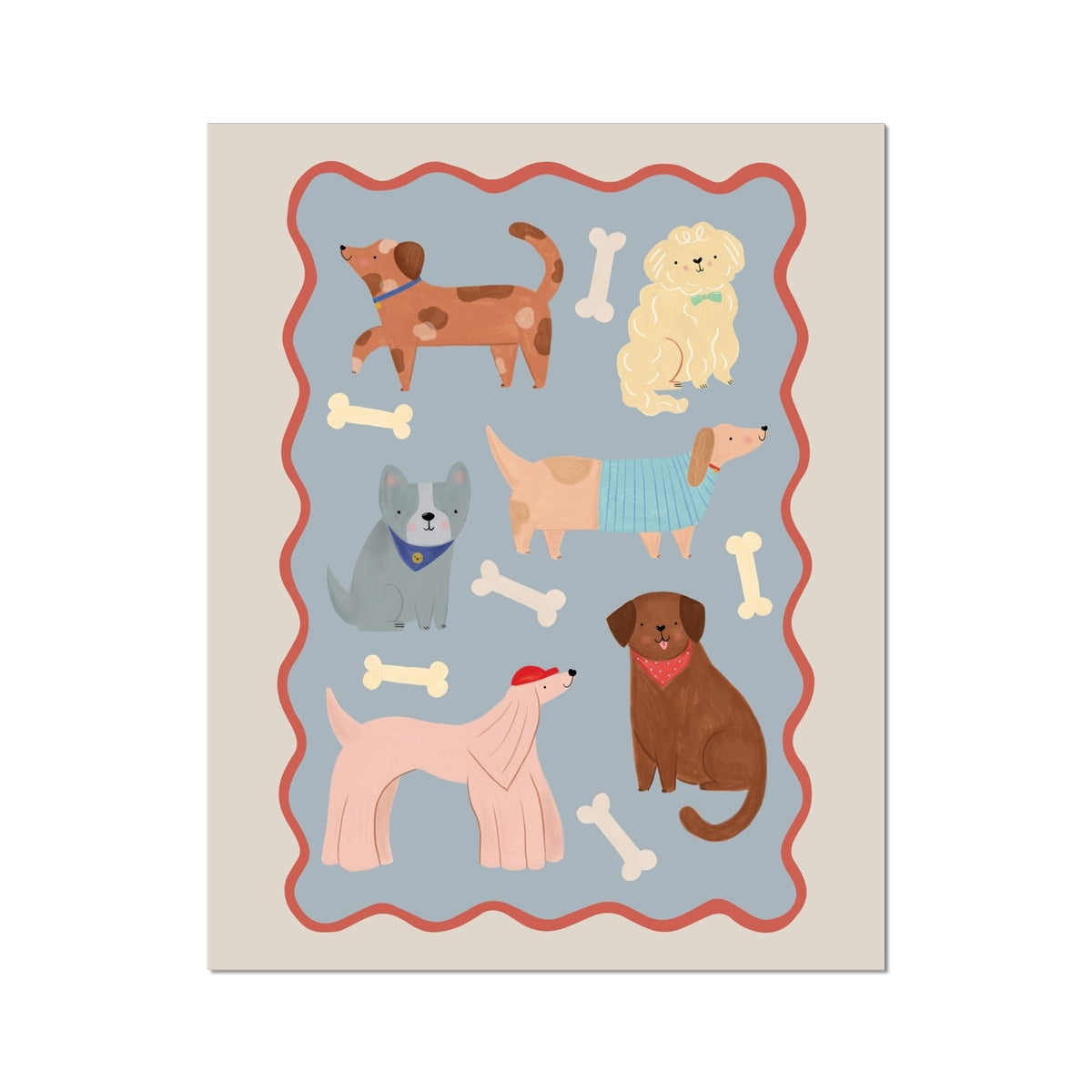 Kid of the Village Dogs Art Print - Blue/Stone