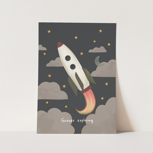 Kid of the Village Forever Exploring Art Print - Black