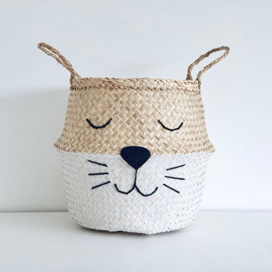 Bellybambino White Bottom Cat Whiskers Seagrass Basket - Large