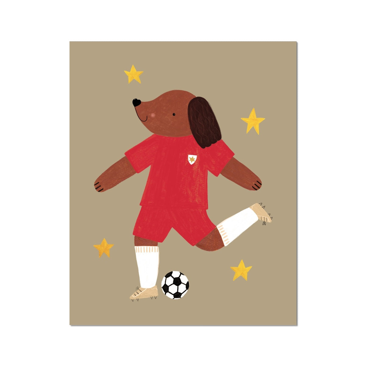 Kid of the Village Footie Pup Art Print - Red