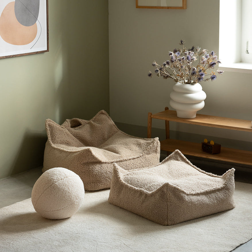 Wigiwama Beanbag Chair & Ottoman Set - Biscuit