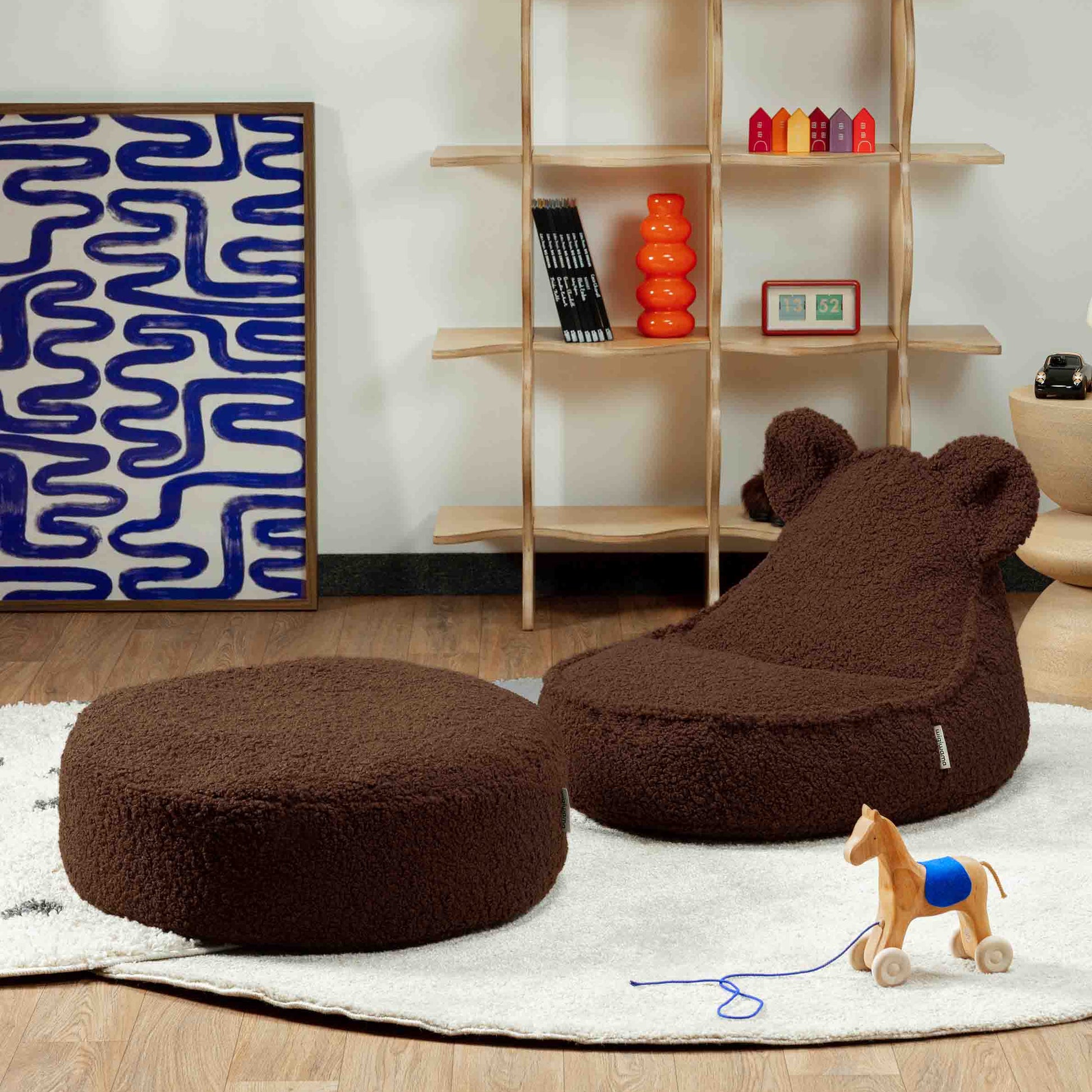 Wigiwama Bear Beanbag & Ottoman Set - Warm Hazel