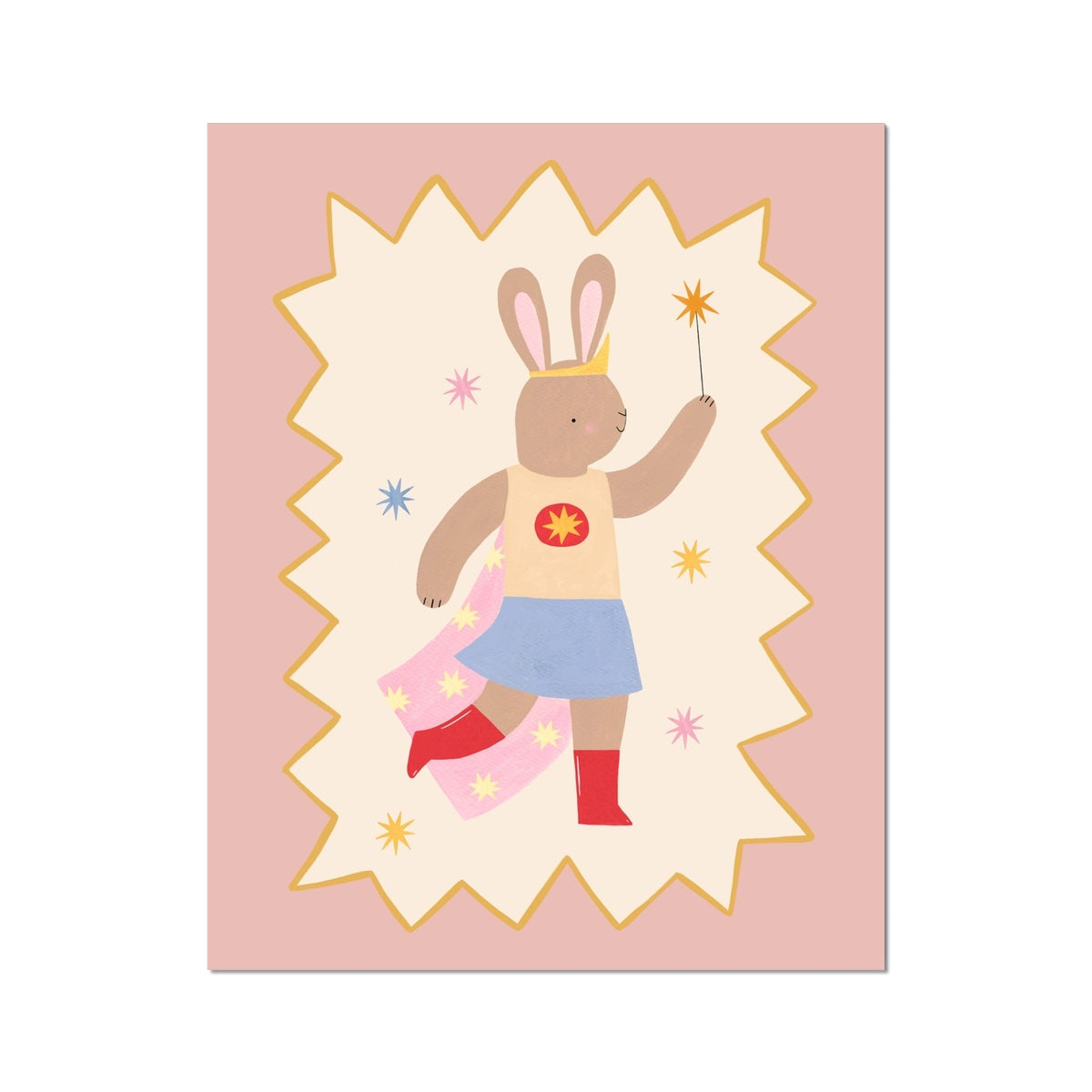 Kid of the Village Star Bunny Superhero Art Print