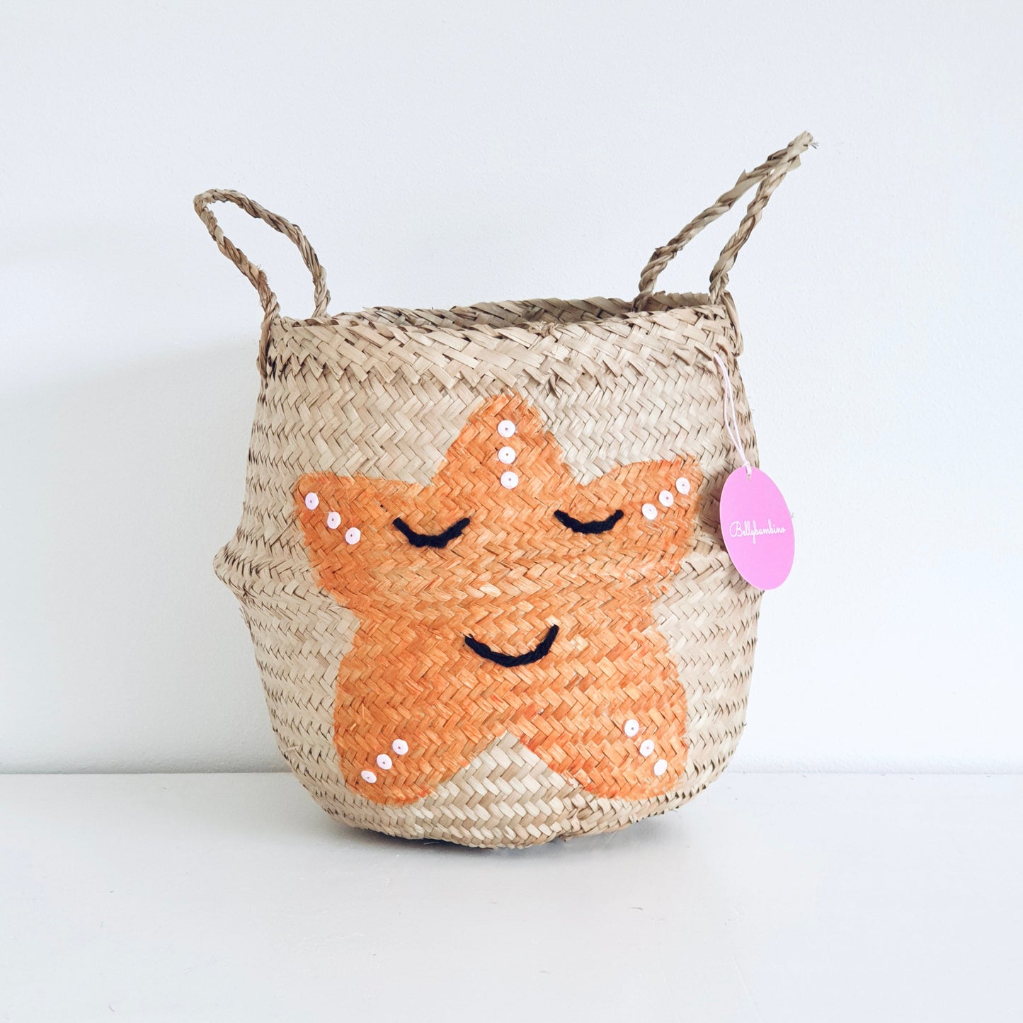 Bellybambino Orange Starfish Seagrass Basket - Small