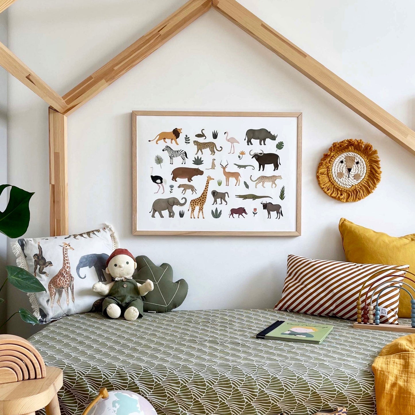 Kid of the Village Safari Animal Art Print - White