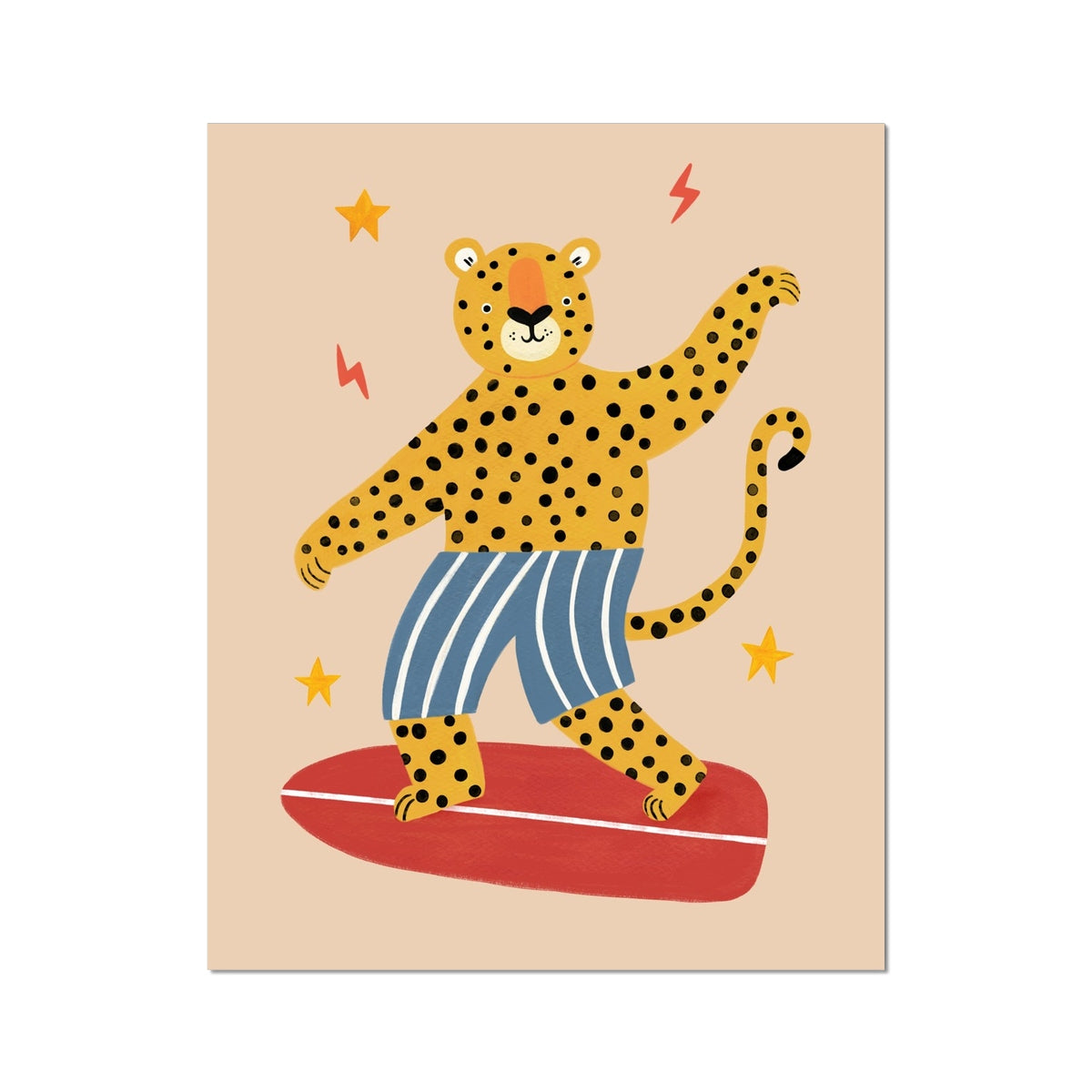 Kid of the Village Surf's Up Leopard Art Print