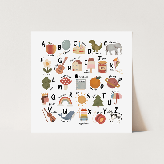Kid of the Village Alphabet Square Art Print