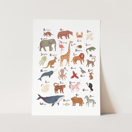 Kid of the Village Animal Alphabet Art Print - White