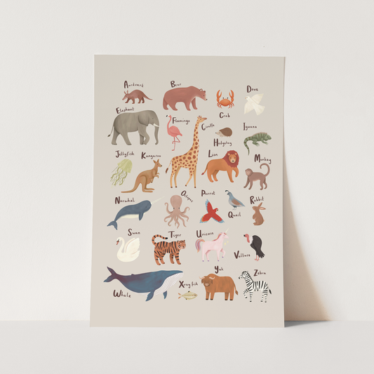 Kid of the Village Animal Alphabet Art Print - Stone