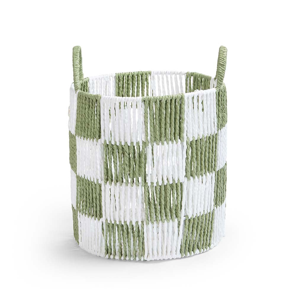 Avery Row Checkerboard Storage Basket - Medium - Sage