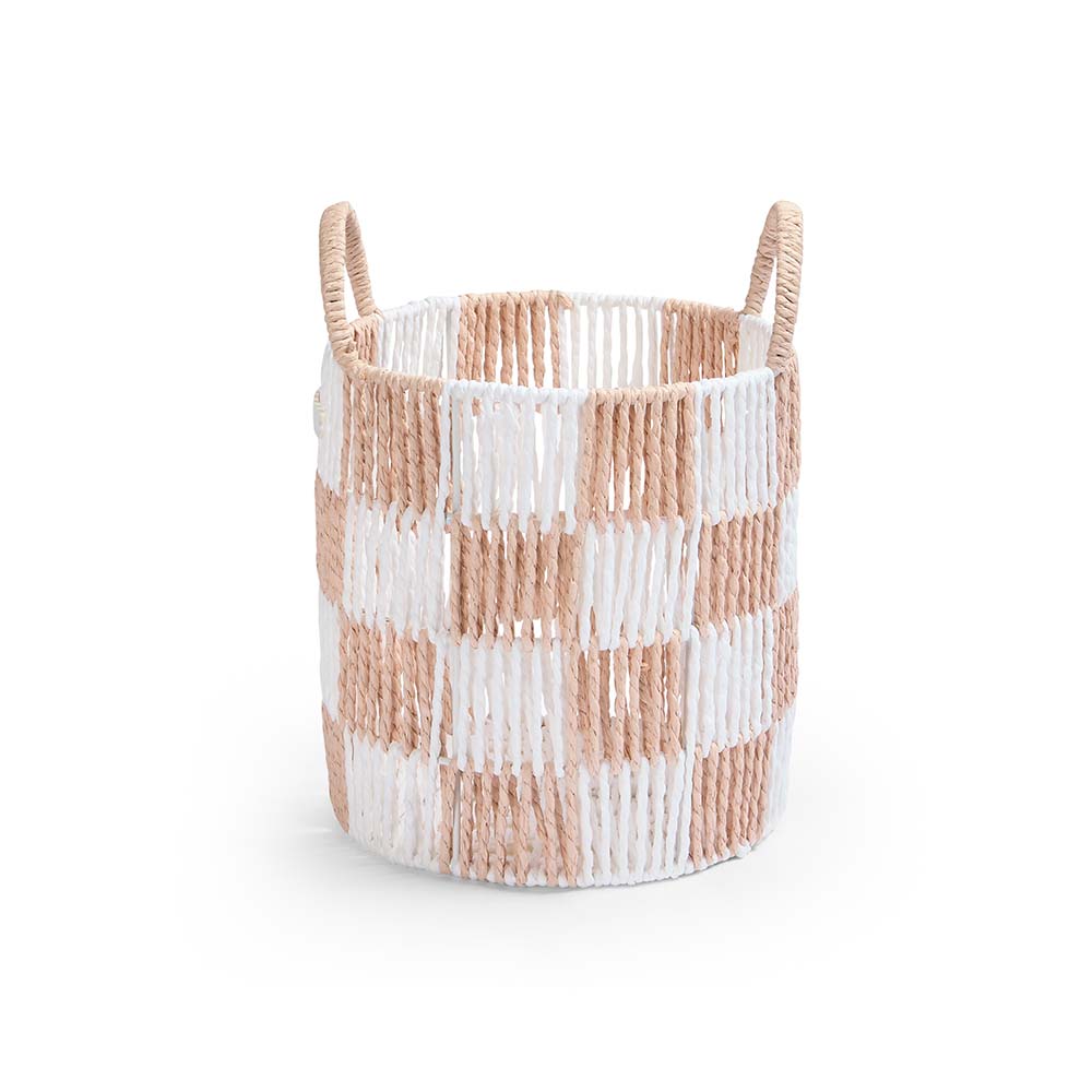 Avery Row Checkerboard Storage Basket - Small - Nude