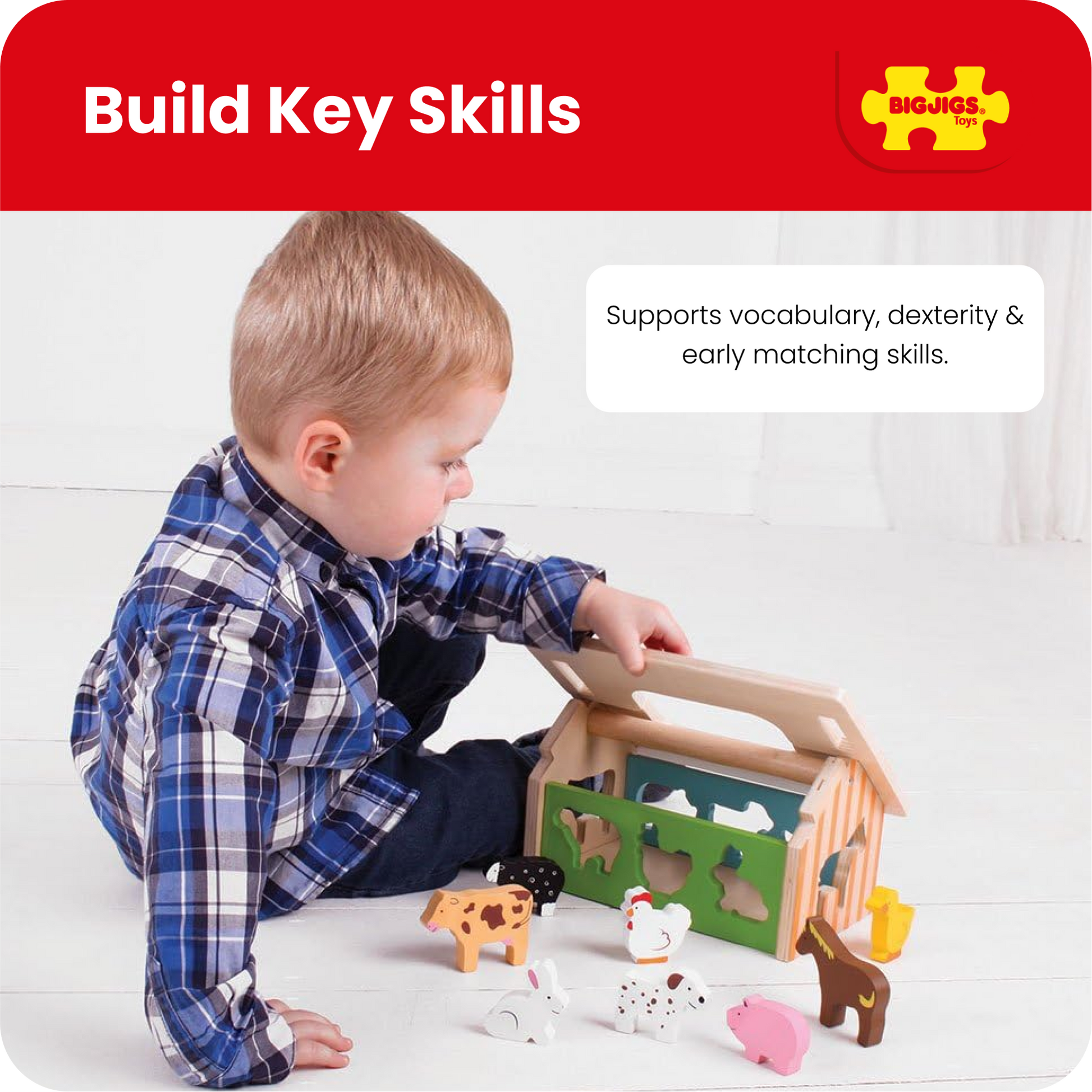 Bigjigs Wooden Farmhouse Shape Sorter Toy