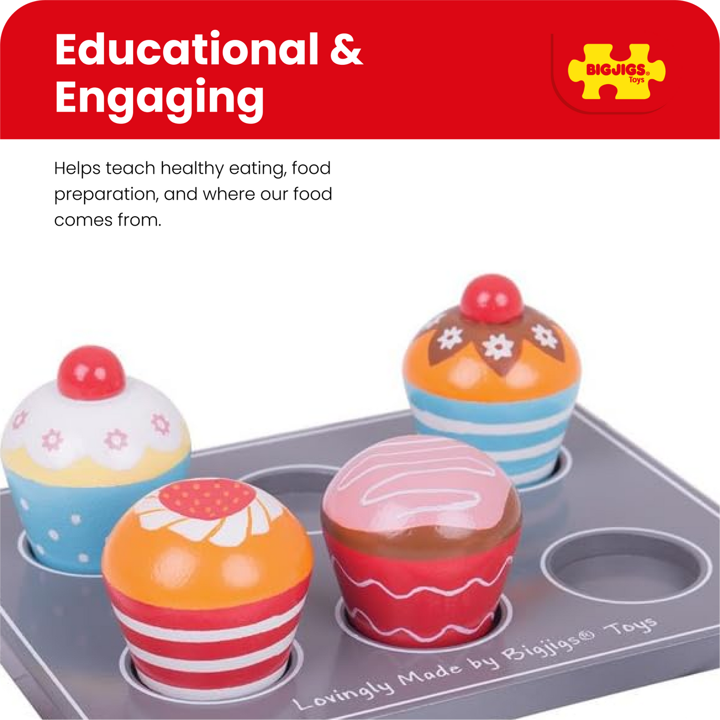 Bigjigs Wooden Toy Muffin Tray
