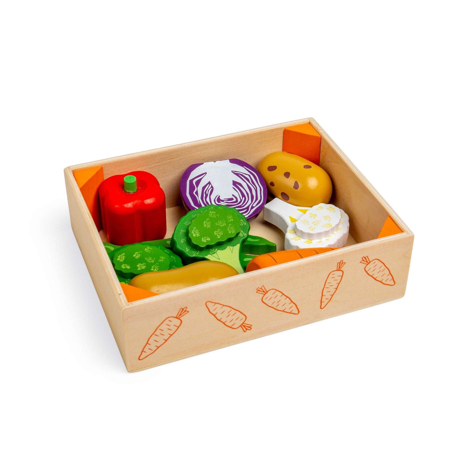 Bigjigs Wooden Toy Vegetable Crate