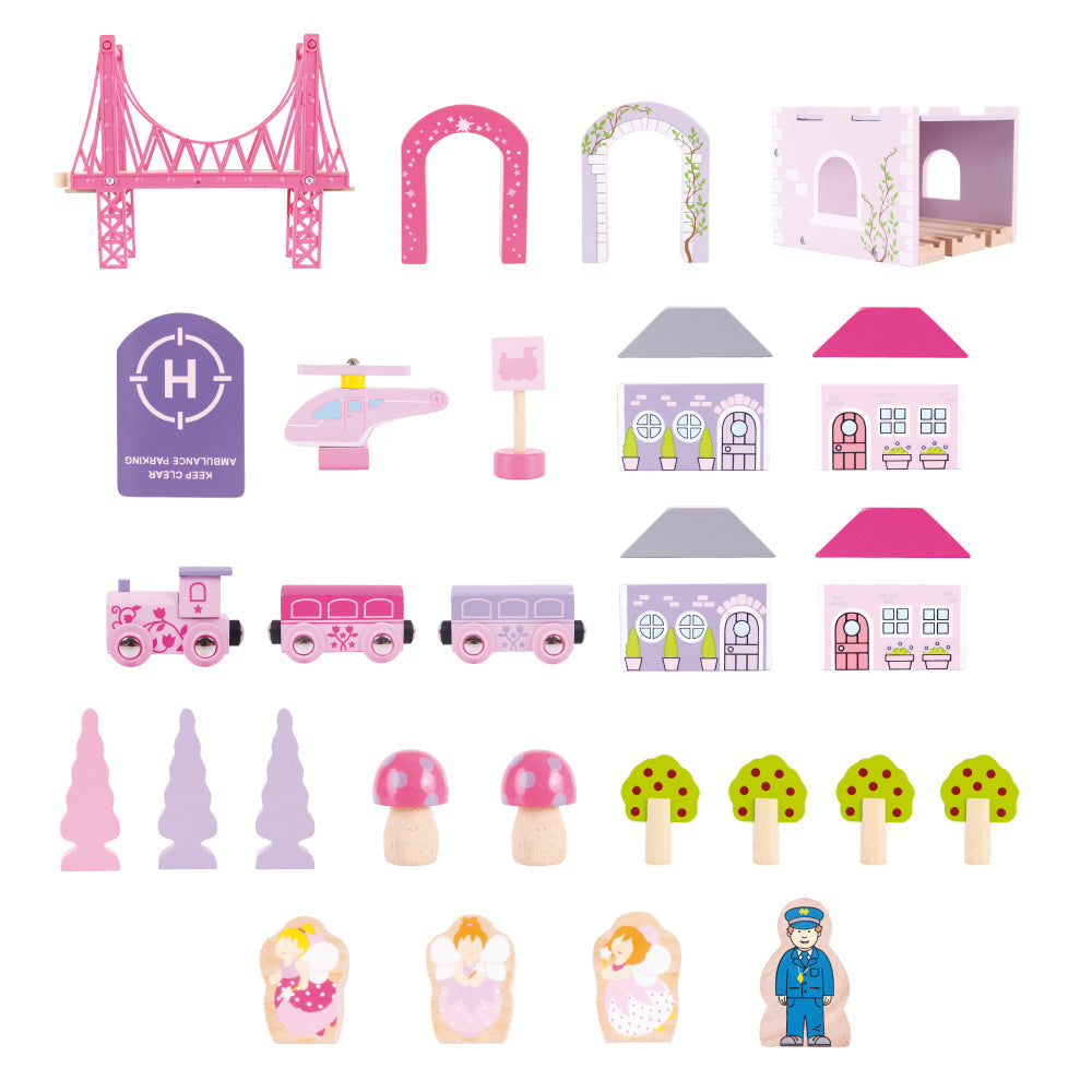 Bigjigs Rail Wooden Fairy Town Train Set