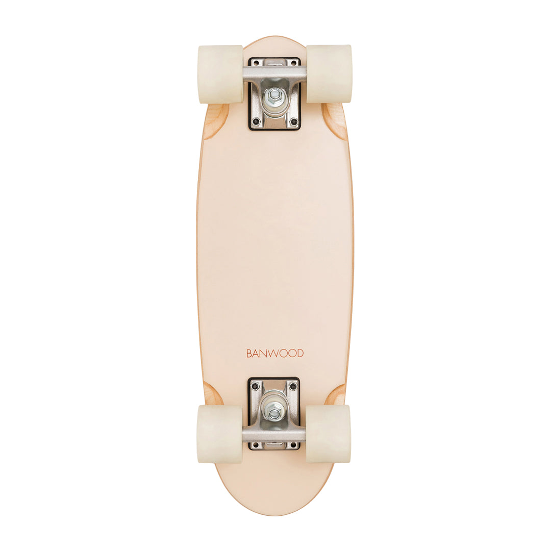 Beige skateboard with 'BANWOOD' branding on a white background