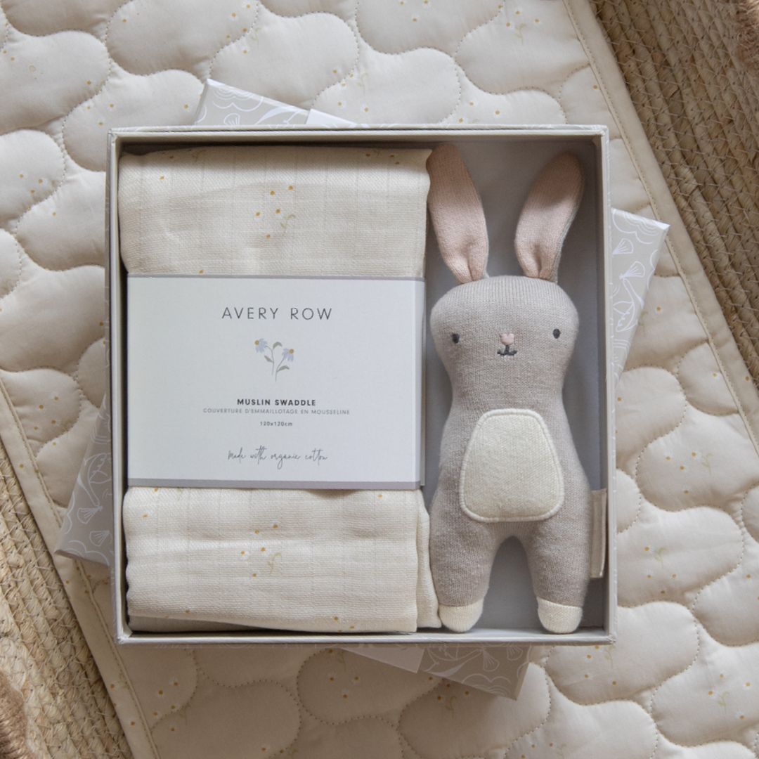 Avery Row Swaddle & Cuddle New Baby Gift Set - Chamomile