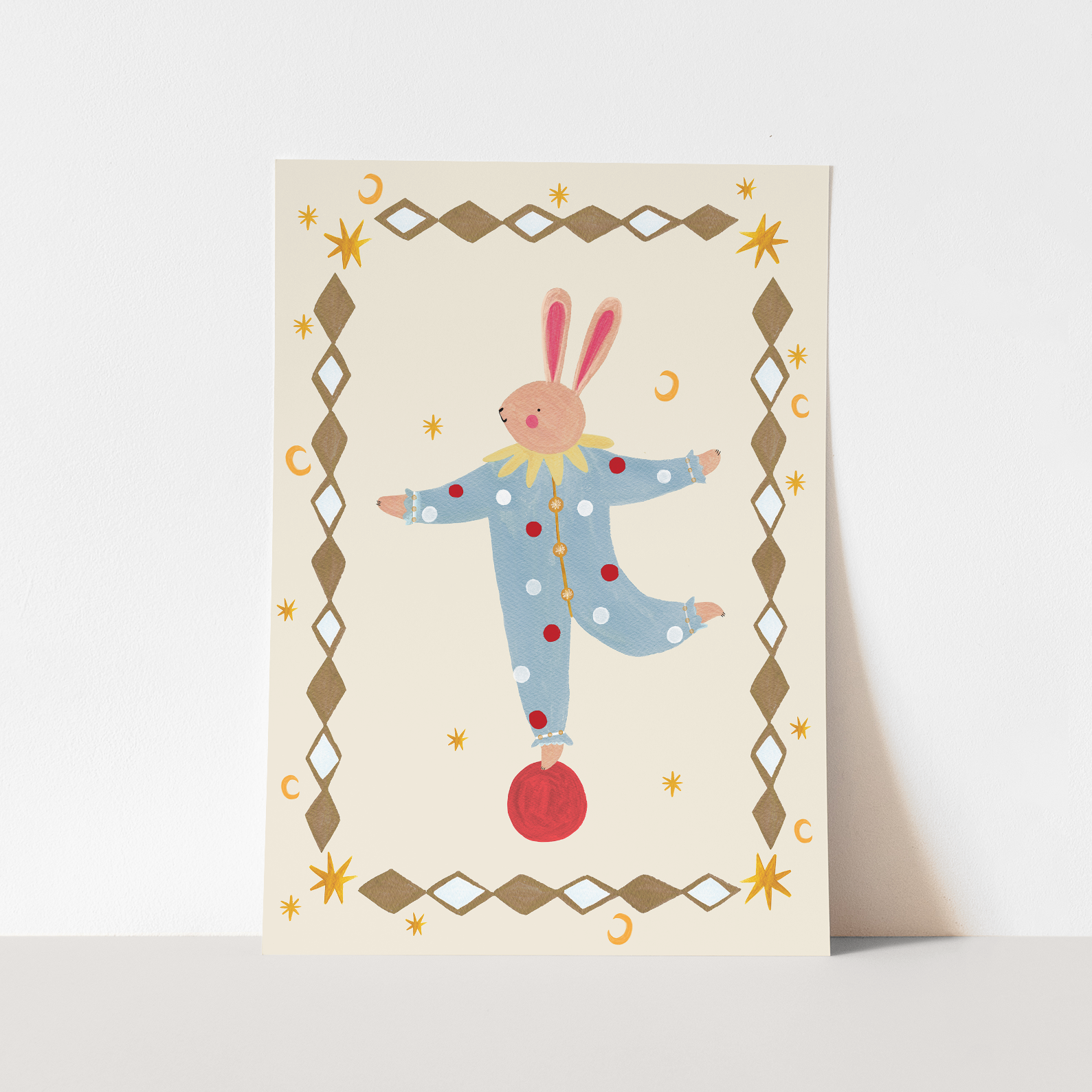 Kid of the Village Balancing Bunny Art Print