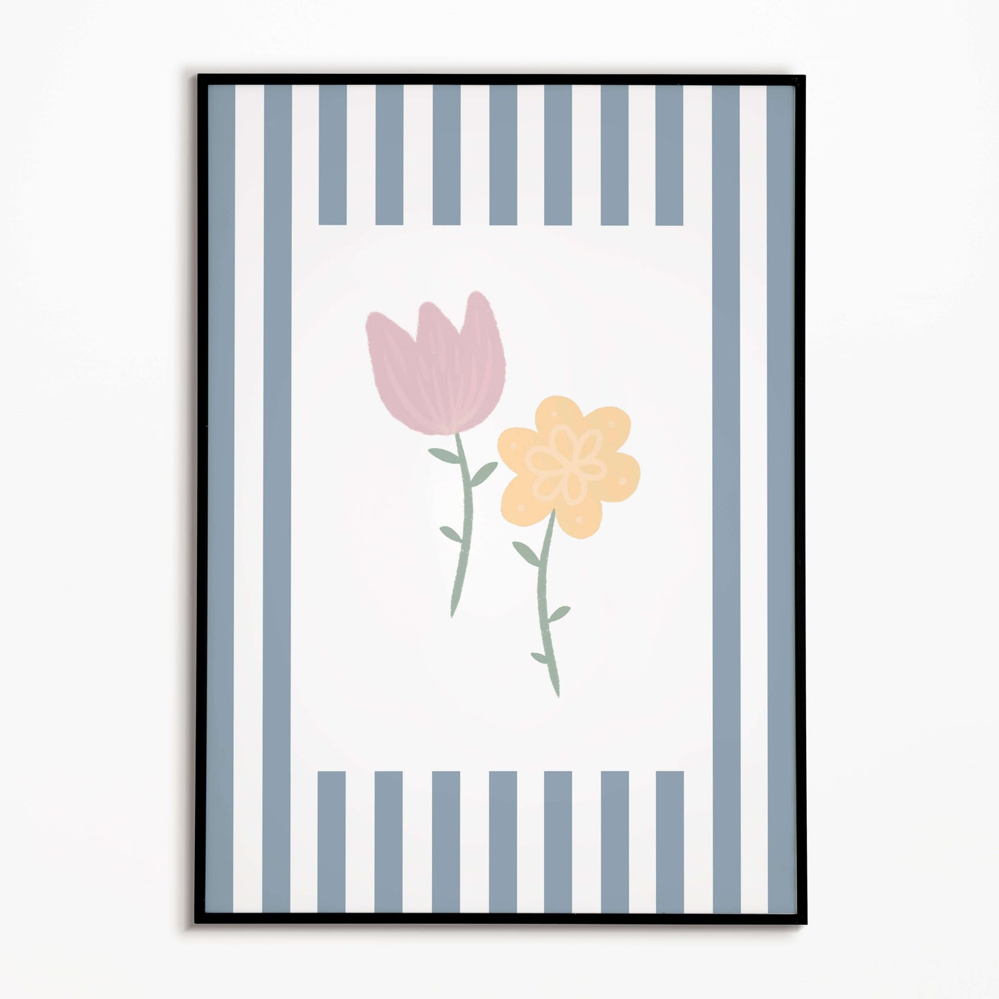 The Little Jones Flowers Print - Blue Stripes