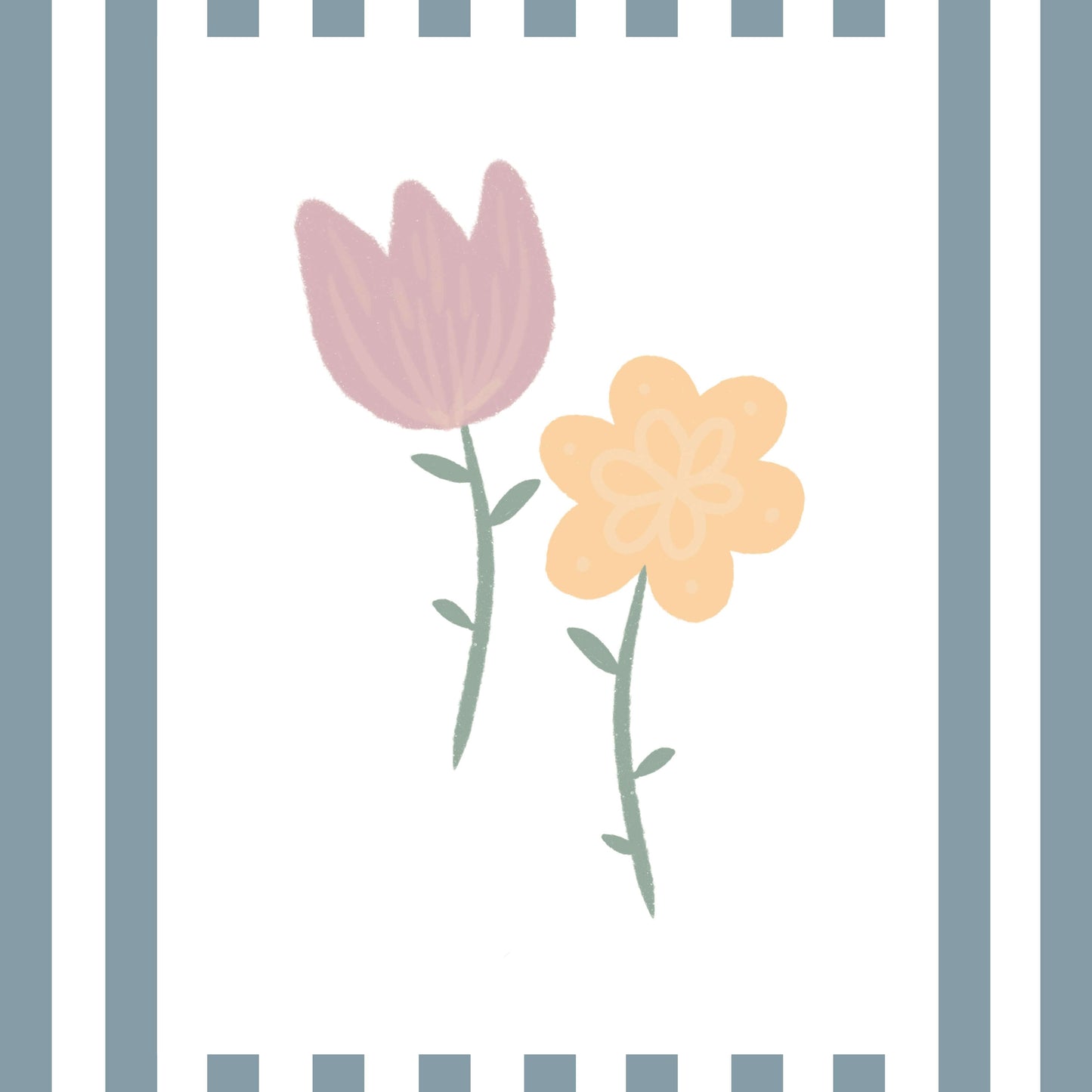 The Little Jones Flowers Print - Blue Stripes