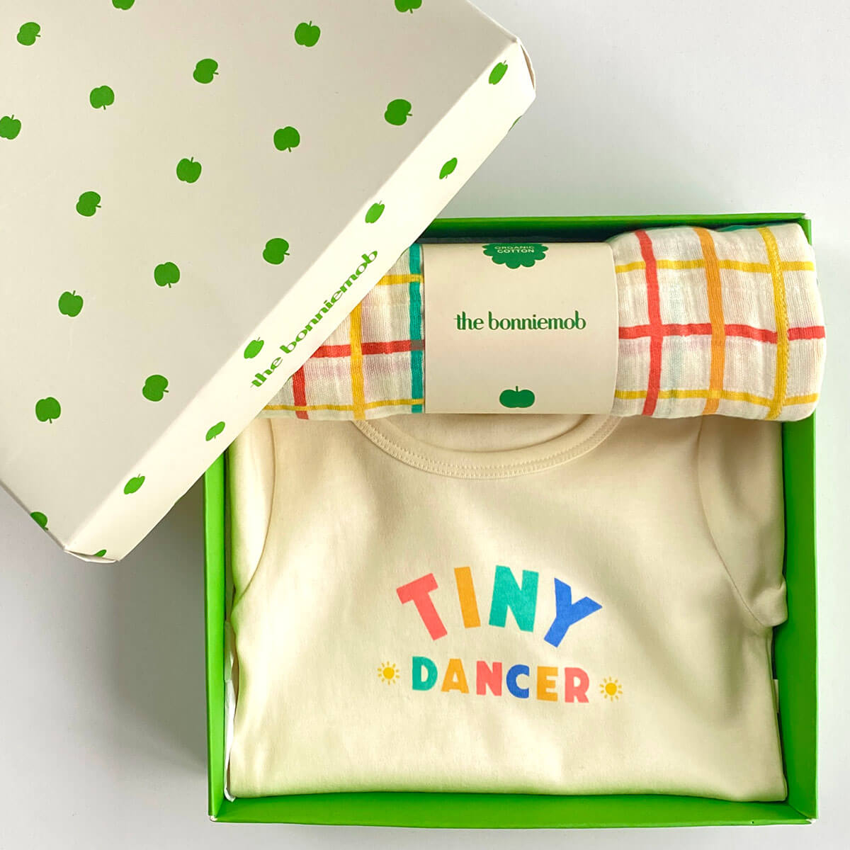 The Bonniemob Dancer & Ditto Baby Bodysuit & Muslin Swaddle Gift Box