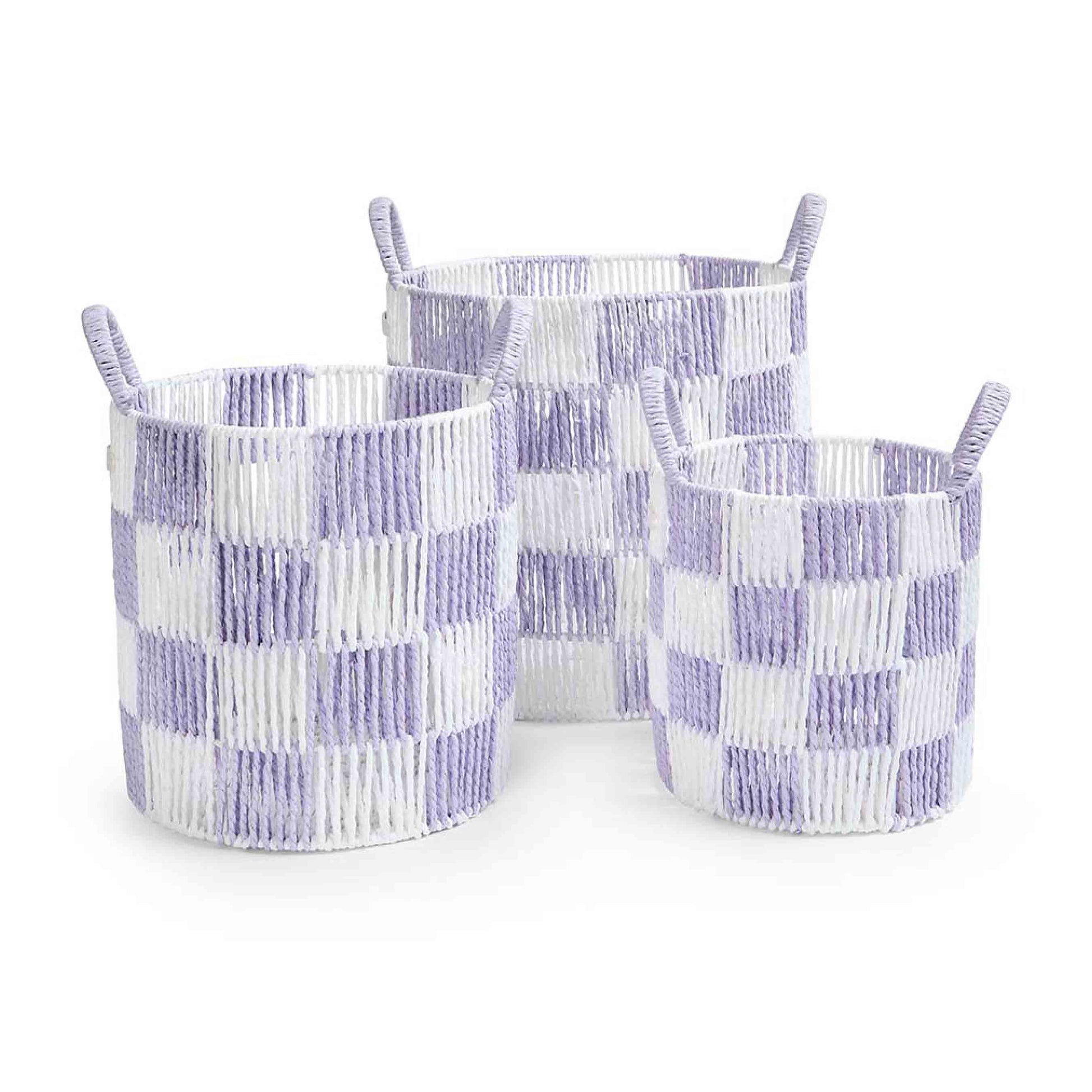 Avery Row Checkerboard Storage Basket - Set of 3 - Lilac