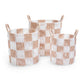 Avery Row Checkerboard Storage Basket - Set of 3 - Nude