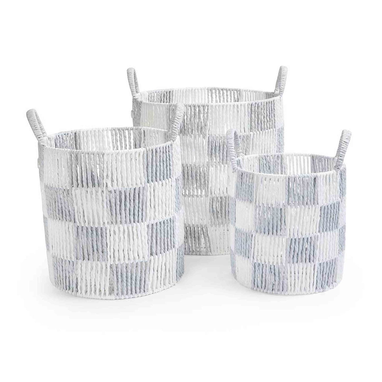 Avery Row Checkerboard Storage Basket - Set of 3 - Powder Blue