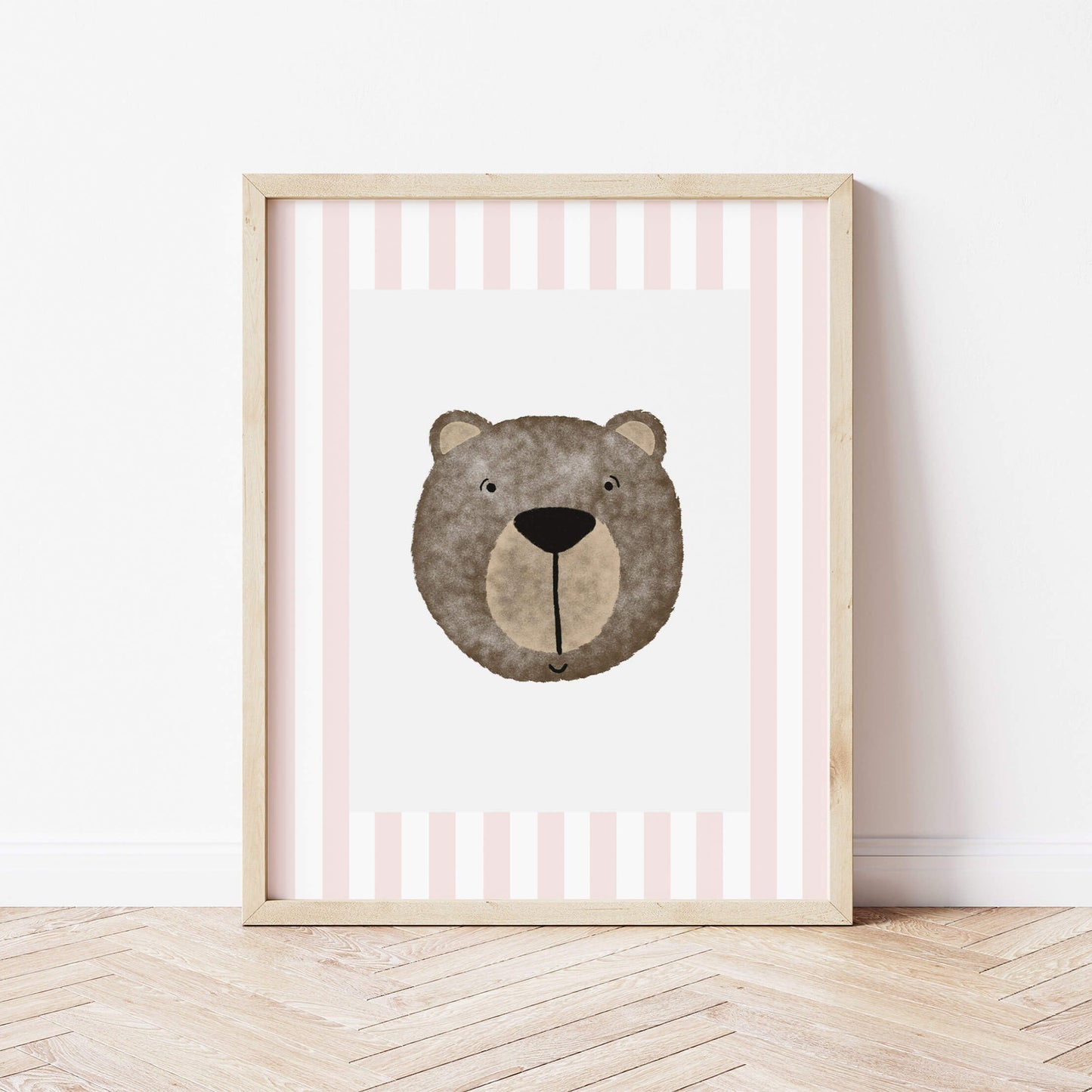 The Little Jones Bear Print - Pale Pink Stripes