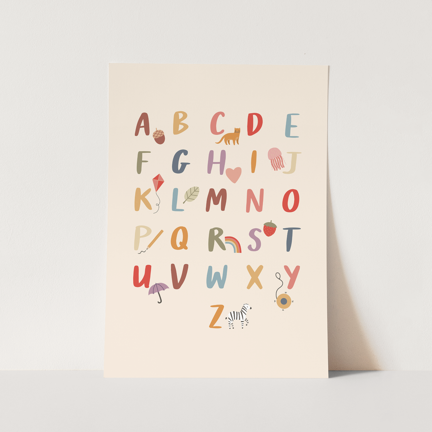 Kid of the Village Colourful Alphabet Art Print