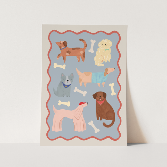 Kid of the Village Dogs Art Print - Blue/Stone
