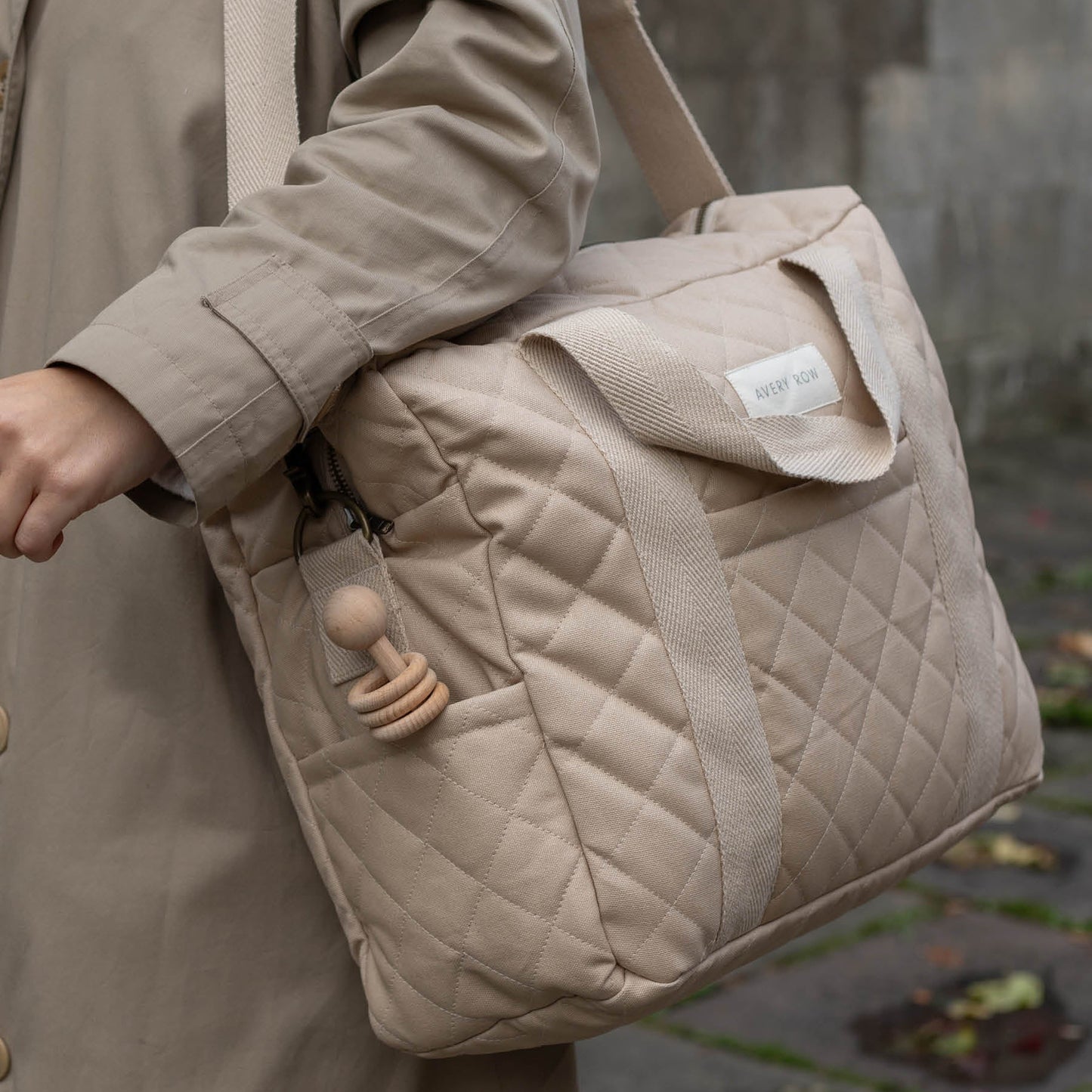 Avery Row Baby Changing Bag with Pram Clips - Natural