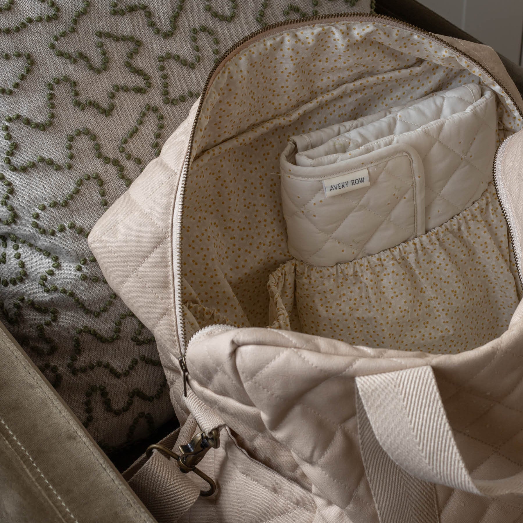 Avery Row Baby Changing Bag with Pram Clips - Natural
