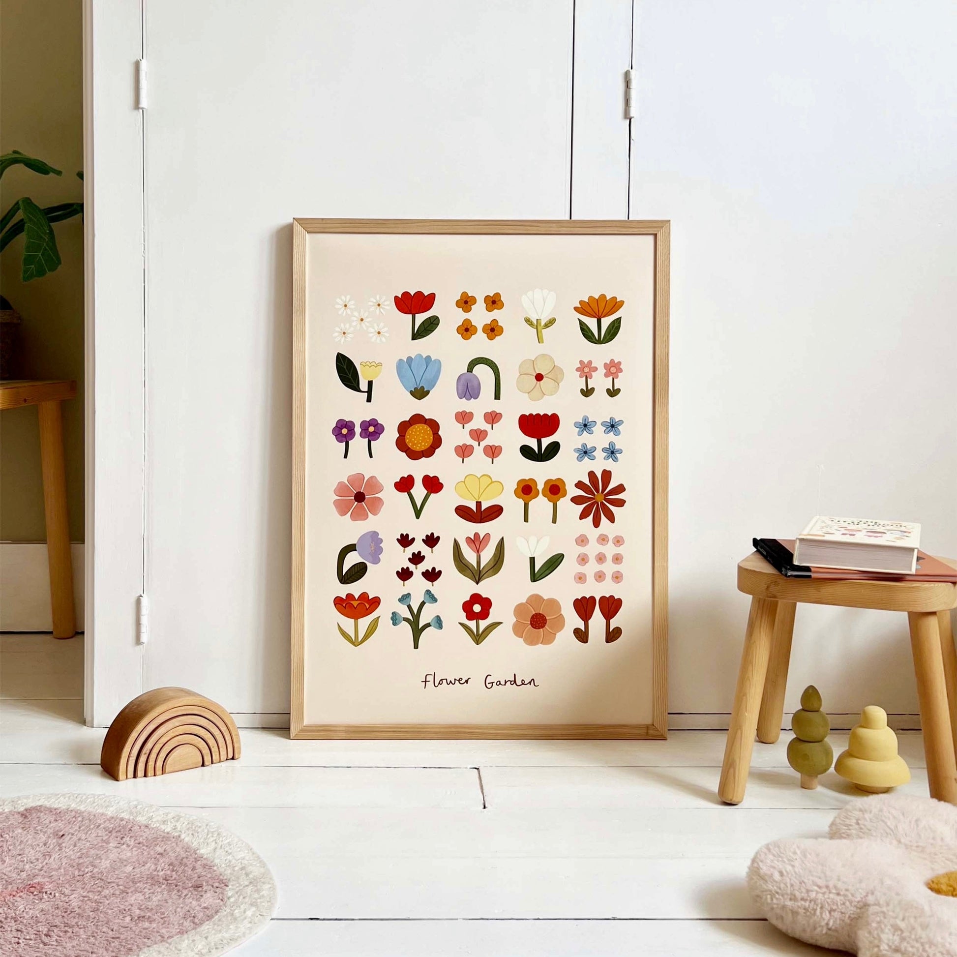 Kid of the Village Flower Garden Art Print - Soft Pink