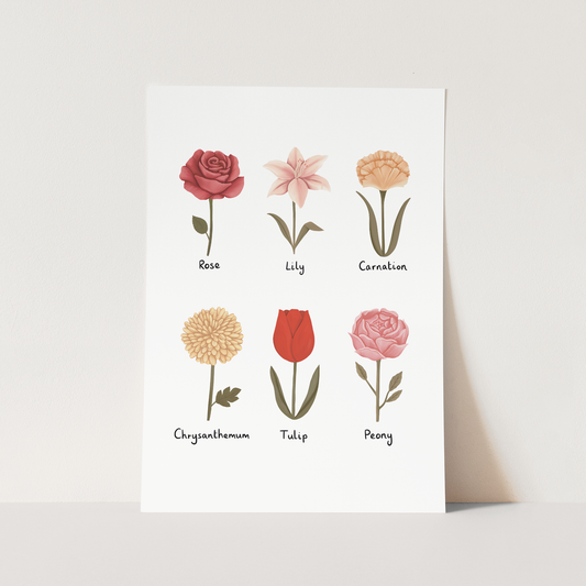 Kid of the Village Flowers Art Print - White