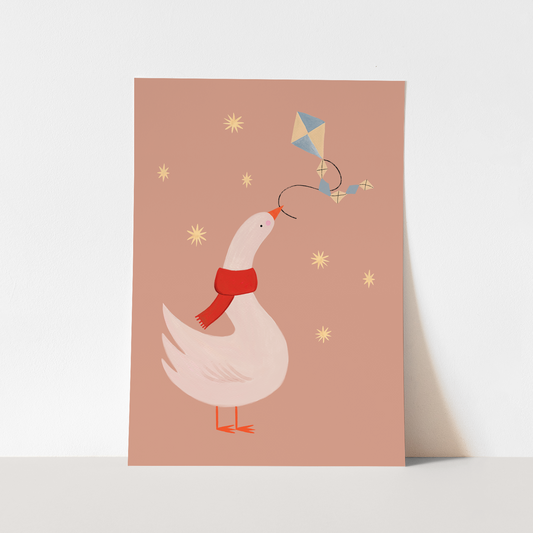 Kid of the Village Fly a Kite Duck Art Print
