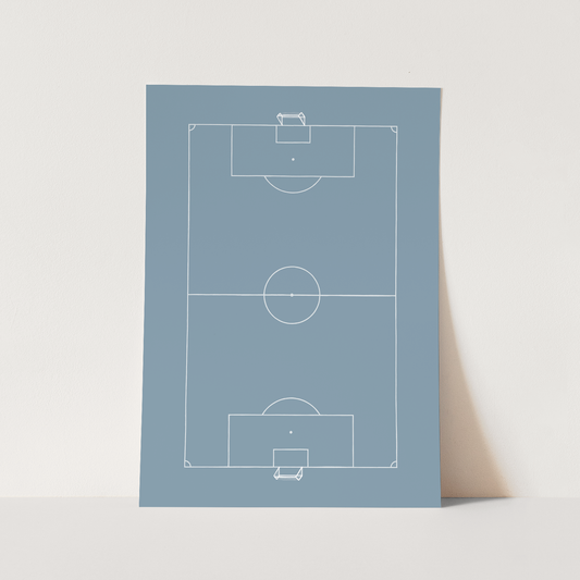 Kid of the Village Football Pitch Art Print - Blue
