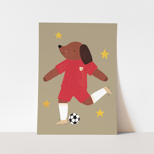 Kid of the Village Footie Pup Art Print - Red