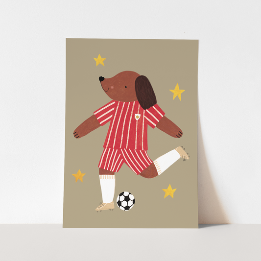 Kid of the Village Footie Pup Art Print - Red Stripe