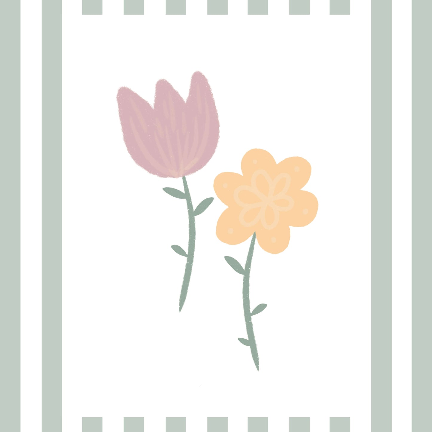 The Little Jones Flowers Print - Green Stripes