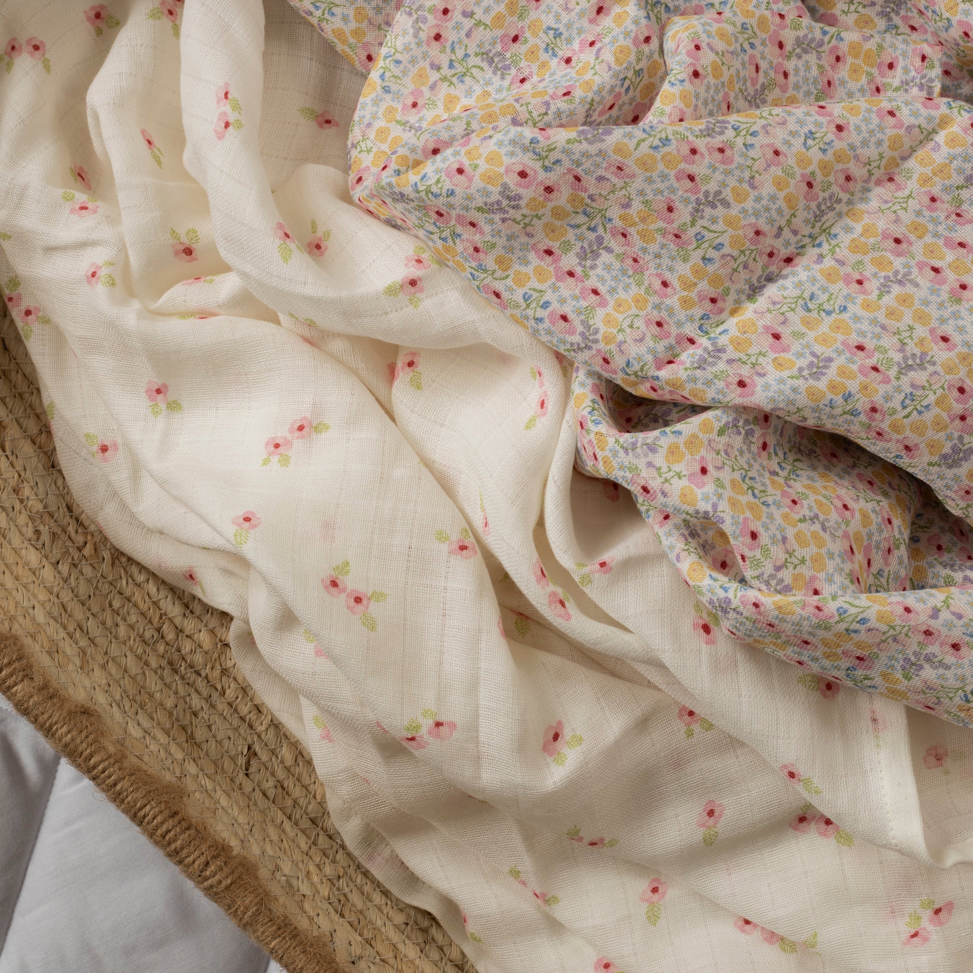 Avery Row Organic Baby Muslin Swaddles - 2 Pk - Wildflower Garden/Anemone