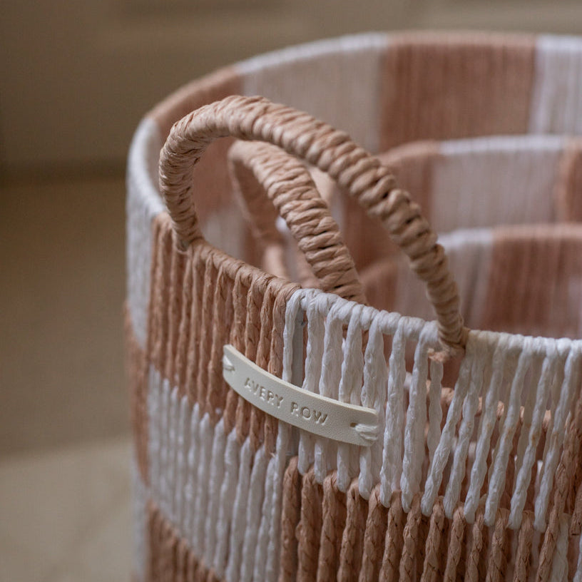 Avery Row Checkerboard Storage Basket - Large - Nude