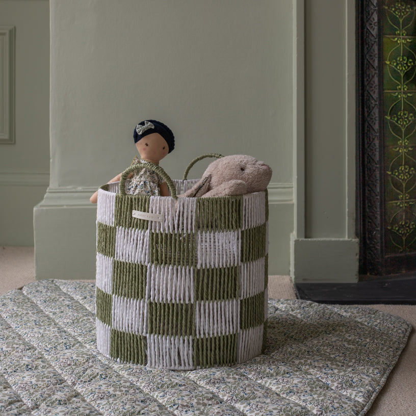 Avery Row Checkerboard Storage Basket - Large - Sage