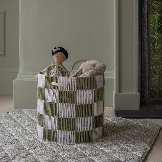 Avery Row Checkerboard Storage Basket - Large - Sage