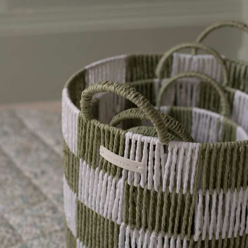 Avery Row Checkerboard Storage Basket - Medium - Sage