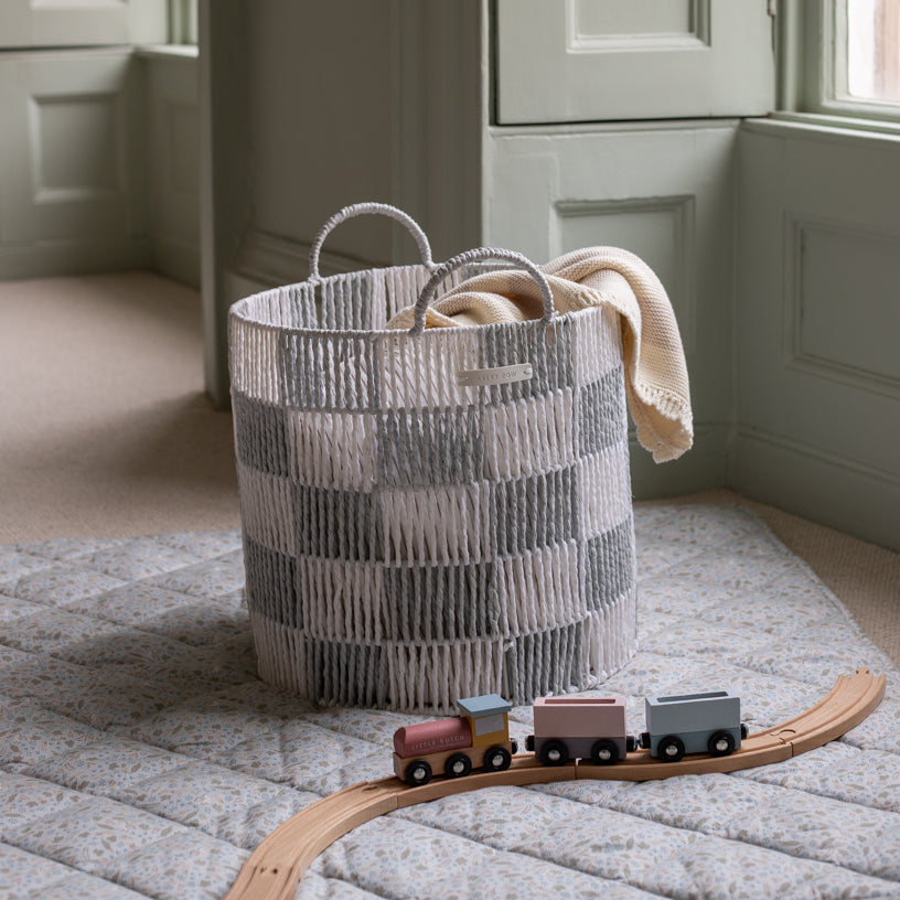 Avery Row Checkerboard Storage Basket - Large - Powder Blue