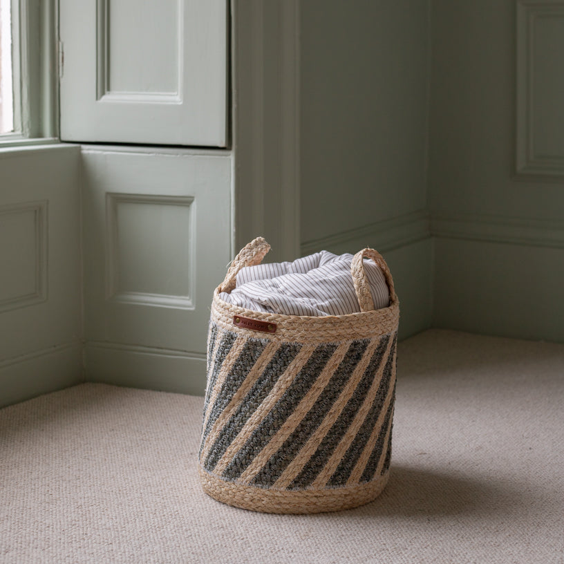 Avery Row Maize Stripe Storage Basket - Set of 3 - Natural